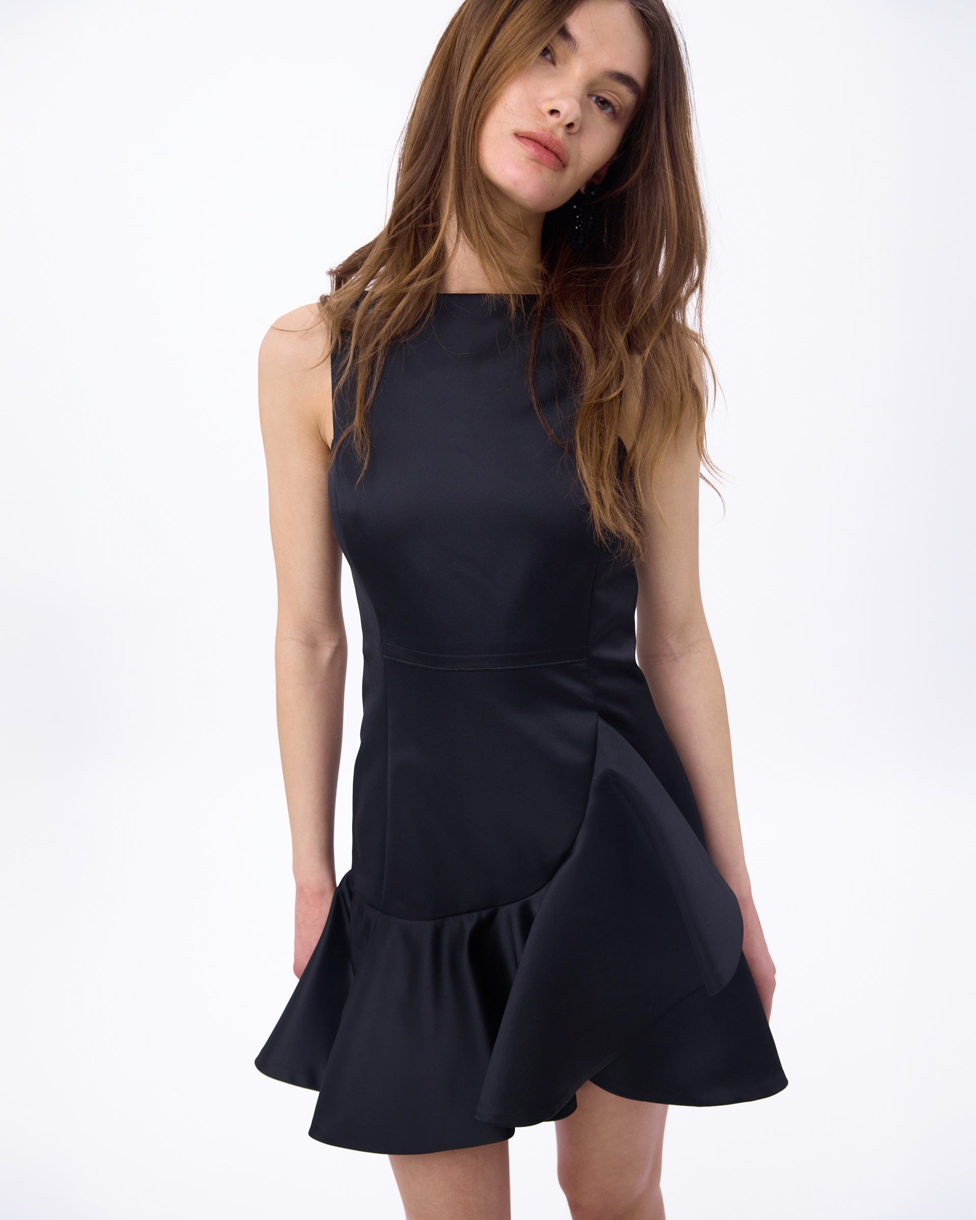 約5.3万円 タグ付 Arobe Pearl Frill Dress BLACK Eco Aura Maxi Dress | Marciano